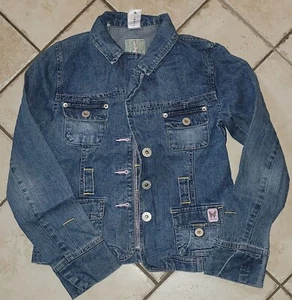 Jeansjacke, Gr. 152, Mädchen, Taschen, tailliert ohne Gürtel, gebraucht - Bild 1 von 4