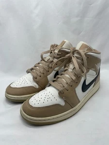 Women's Nike Jordan 1 Mid Sneakers in Sail/Black-Desert Size 10 BQ6472 103 - Picture 1 of 13