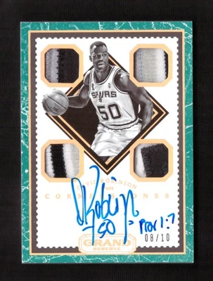 2016-17 Grand Reserve David Robinson Cornerstones Quad Jersey Patch Auto 08/10 - Image 1 of 2