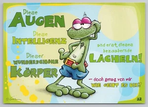 Tarjeta postal de humor de rana de dibujos animados "Die Eyes" de Frog Brothers c2000s - Imagen 1 de 2