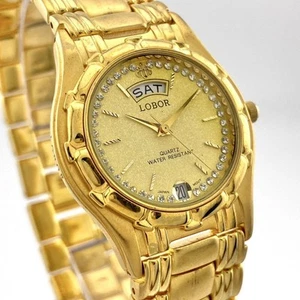 Reloj LOBOR 23K funcionando estrás día fecha oro de Japón - Imagen 1 de 10