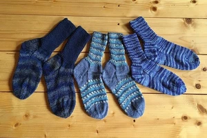 3 x Calcetines de mezcla de lana tejidos a mano para niños de 5-7 años (talla 18 cm-19 cm) - Imagen 1 de 7