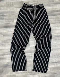 Black White Striped Elastic Waist Pants Uncommon Thread Kitchen Chef  Size S - Picture 1 of 7