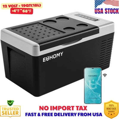 EUHOMY Refrigerador 12 Voltios, 19QT (18L) Compresor Refrigerador Eléctrico Control APP Foto 1 de 4