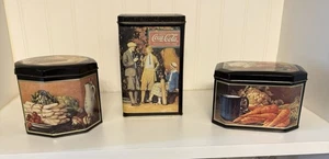 Decorative Tins Coca Cola, Kitchen Set Of 3 - Picture 1 of 18