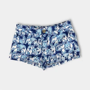 Lilly Pulitzer Girls Get Trunky Mini Callahan Shorts Blue Elephants 7 - Picture 1 of 8