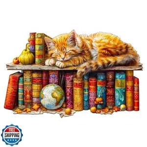 Holzpuzzle für Erwachsene, Verträumte Tabby Katze Holzpuzzle - Bild 1 von 5