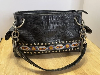 Bolso de mano Blazin Roxx de cuero negro con detalles Foto 1 de 4