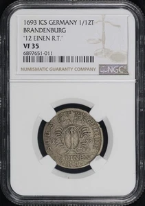 1693 ICS German States Brandenburg Silver 1/12T "12 Einen RT" KM#582 NGC VF-35 - Picture 1 of 2