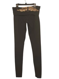Y2K Victoria's Secret VS Vintage Foldover Fitted Leggings Gold Wings S - Picture 1 of 4