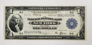 1914 $1 Federal Reserve Note Blue Seal Large Size NY B-2, Beautiful Crisp Unc - Picture 1 of 7