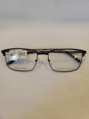 Monturas para gafas Perry Ellis PE 373-2 negras cuadradas borde completo borde delgado 55-17-140 Foto 1 de 4