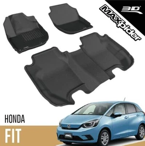 3D MAXpider KAGU Floor Liner Mats 2 Rows Black for HONDA FIT 2015 - 2020 - Picture 1 of 12