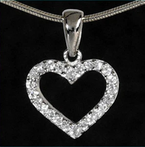 925 ECHT SILBER RHODINIERT *** Herz Zirkonia Anhänger 17 mm - Picture 1 of 9