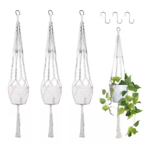 3 Pack Macrame Plant Hanger Flower Pot Holder Hanging Jute Rope Wall Art Garden - Picture 1 of 12