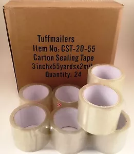 6 Rotoli Cartone Sigillante Nastro Trasparente Imballaggio/Spedizione/Scatola - 2 Mil - 3" x 55 Iarde - Foto 1 di 1