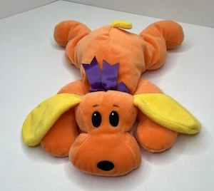Ty Pillow Pal cachorro perro felpa trama naranja amarillo colocación plana 12” arco púrpura - Imagen 1 de 7