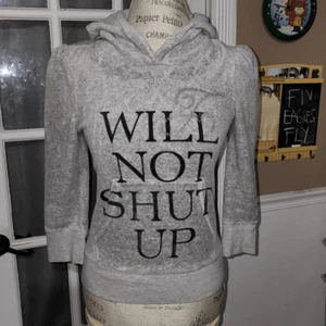 Juicy Couture Womens Gray Embellished Velour Will Not Shut Up Hoodie Small - Picture 1 of 4