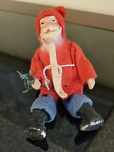 Belsnickle alemán principios de siglo Santa figura cara arcilla manos fieltro traje - Imagen 1 de 11