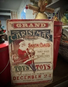 Santa Grand Christmas Expedition Vintage style Advertising Metal Sign 12”X 8” - Picture 1 of 16