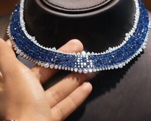 Sim Sapphire Diamond Necklace for Women Princess Mystery-Set 925 Sterling Silver