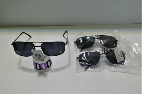 THREE (3) PAIR OAKLAND ATHLETICS, PROTECTIVE, GUNMETAL AVIATOR SUNGLASSES Cover