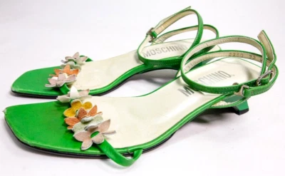 Zapatos para mujer Moschino verde punta abierta detalle floral talla 36 1/2 EE. UU. 5,5 Foto 1 de 4