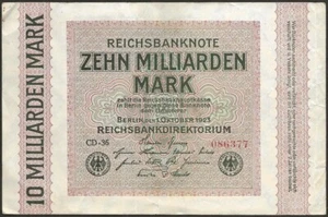 Allemagne - République de Weimar - billet de 10 milliards de marks 01-10-1923 ! - Foto 1 di 2