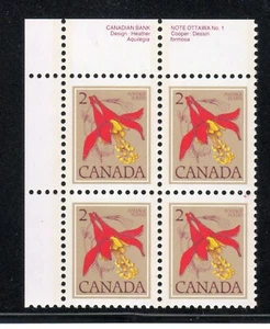 1977 Canada SC# 707 UL Floral Defini. Western Columbine Plate Block M-NH # 2711a - Picture 1 of 1