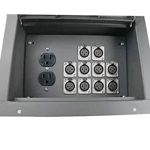 Caja de audio de bolsillo de piso de escenario empotrada con 10 conectores de micrófono hembra XLR y dúplex de aire acondicionado - Imagen 1 de 3