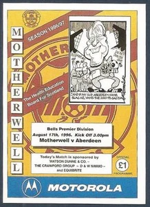 LIGA DE FÚTBOL ESCOCESA PANINI 97- #218-PROGRAMA MOTHERWELL V ABERDEEN - Imagen 1 de 1