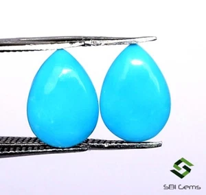 Par de piedras preciosas sueltas de pera turquesa Kingman natural de 10,50 x 7,50 mm - Imagen 1 de 8