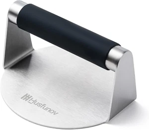 Stainless Steel Burger Press, 5.5 Inch round Smasher,With Anti-Scald Handle,Non- - Picture 1 of 12