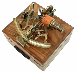 Nautical Sextant Maritime Antique Ship Astrolabe W/ Wooden Box 8" Inch gift item - Picture 1 of 3
