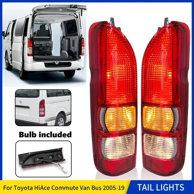 New Rear Tail Lights Lamp For Toyota HiAce Commute Van Bus 2005-19 W/ Bulbs Pair - image 1 of 4