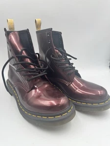 Dr. Martens Vegan 1460 Oxblood Chrome Boots--US 8/UK 6, EUC 39 NWOT NEW - Picture 1 of 18
