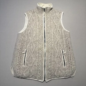 Pachamama Bodywarmer Jacket Womens Large Beige Oatmeal Cable Knit Wool Blend Zip - Picture 1 of 14