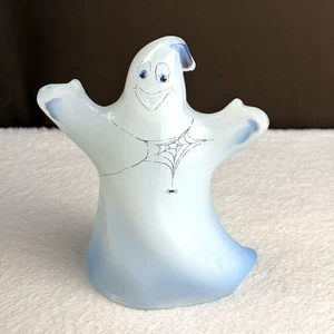 SIGNED! Fenton Art Glass Blue & White Opalescent Halloween Ghost Figurine HTF! - Picture 1 of 8