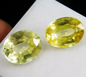 Coppia di pietre preziose originali a forma di taglio ovale "certificato" zaffiro giallo naturale 9,00 ct - Foto 1 di 5