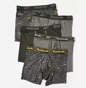 Reebok 5 Pack Mens Quick Dry Sports 6" Boxer Briefs Underwear S-3XL - Picture 1 of 5