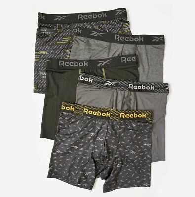 Reebok 5 Pack Mens Quick Dry Sports 6" Boxer Briefs Underwear S-3XL - Image 1 of 2