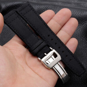 New Nylon Fabric Leather Watch Band Strap Deployment Buckle Replacement ForIWC