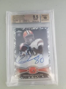2012 Topps Chrome Rookie Auto Camo Refractor #43 Travis Benjamin 9.5 - Picture 1 of 2