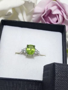 Exquisite Natural Peridot Ring – Solid 925 Sterling Silver - Fine Jewelry Gift - Picture 1 of 8