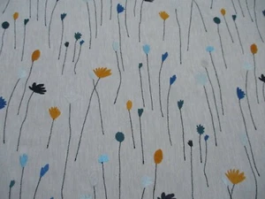 Harlequin Curtain Fabric 'FLEUR' 3.5 METRES AMBER/INDIGO - EMBROIDERED LINEN - Picture 1 of 7