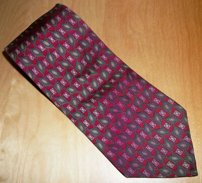 Corbata de cuello de seda Claybrooke diamantes rojos y verdes para hombre 57" de largo x 3,75" de ancho (D167) Foto 1 de 4