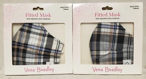 Vera Bradley Cozy Plaid Neutral Cotton Fitted Face Mask Adult Women Men QTY 2 - Picture 1 of 3