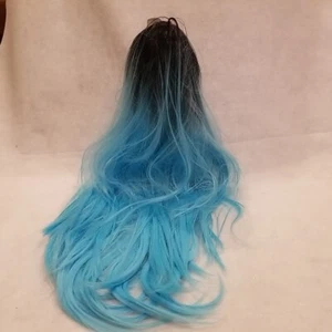 Fani Wig ~ Ombre Blue ~ Halloween ~ Long Straight Middle Part Dark Roots - Picture 1 of 6