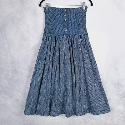 Vestido Falda Free People Mujer Pequeño Azul Calado Plisado Ojos de Océano Convertible Foto 1 de 4