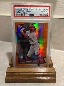 2022 BOWMAN DRAFT 1st EDITION JONATHAN MEJIA ORANGE SP /25 #186 PSA GEM 10 - Picture 1 of 2